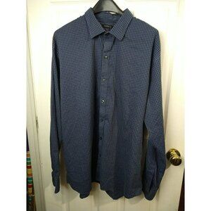 Van Huesen Blue Grey Checkered Long Sleeve Flex Slim Shirt. Size XXL